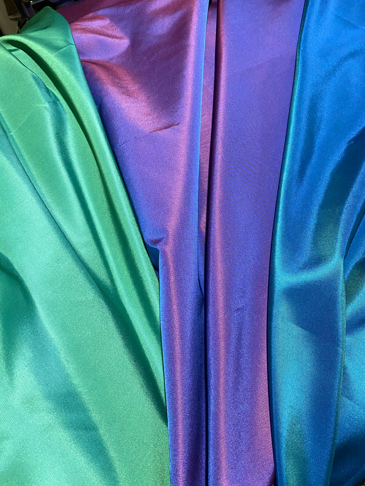 NEW! Duchess Damaris Teal & Lime Iridescence Faux & Vegan Silk Fabric - Fancy Styles Fabric Pierre Frey Lee Jofa Brunschwig & Fils
