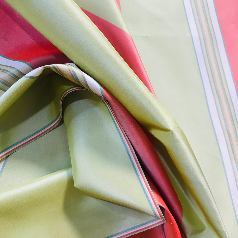 NEW Lady Sophia 100% Silk Taffeta Fabric - Pink And Green Stripe - Fancy Styles Fabric Pierre Frey Lee Jofa Brunschwig & Fils