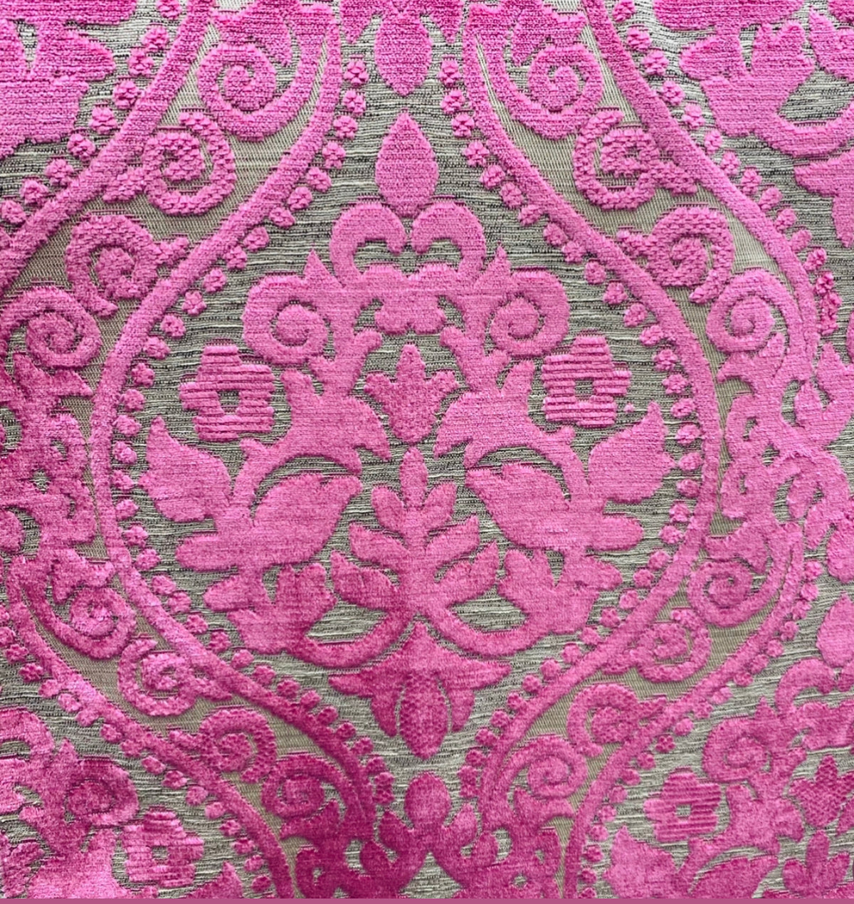 NEW Sir Sanders Novelty Burnout Medallion Chenille Velvet Fabric - Fuchsia Pink - Fancy Styles Fabric Pierre Frey Lee Jofa Brunschwig & Fils
