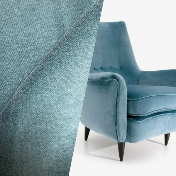NEW! Princess Piama - Made in England- Soft Solid Cotton Blend Velvet Fabric in Icy Peacock - Fancy Styles Fabric Pierre Frey Lee Jofa Brunschwig & Fils