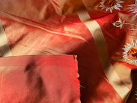 NEW Duchess Getty 100% Silk Taffeta Embroidered Scroll Stripe Floral Motif Cream Red with Gold Iridescence - Fancy Styles Fabric Pierre Frey Lee Jofa Brunschwig & Fils
