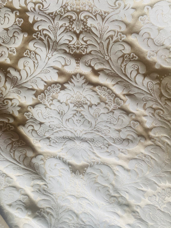 NEW Prince Liam 100% Silk Satin Taffeta Jacquard Medallion Fabric - Light Gold - Fancy Styles Fabric Pierre Frey Lee Jofa Brunschwig & Fils