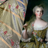 NEW Designer Lady Lana 100% Silk Taffeta Embroidery Fabric - Aqua Silver Marine - Fancy Styles Fabric Pierre Frey Lee Jofa Brunschwig & Fils