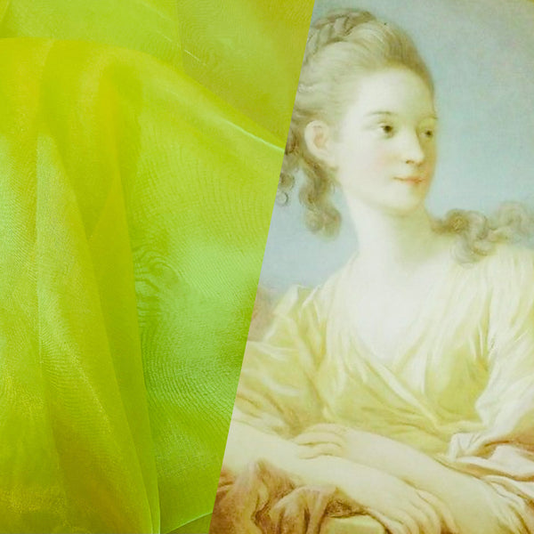 NEW Princess Ghost Silk Poly Organza Fabric Electric Yellow and Green Iridescence - Fancy Styles Fabric Pierre Frey Lee Jofa Brunschwig & Fils