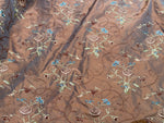 NEW! Queen Dragonia Novelty 100% Silk Dupioni Embroidered Floral Fabric - Copper Blue Iridescence
