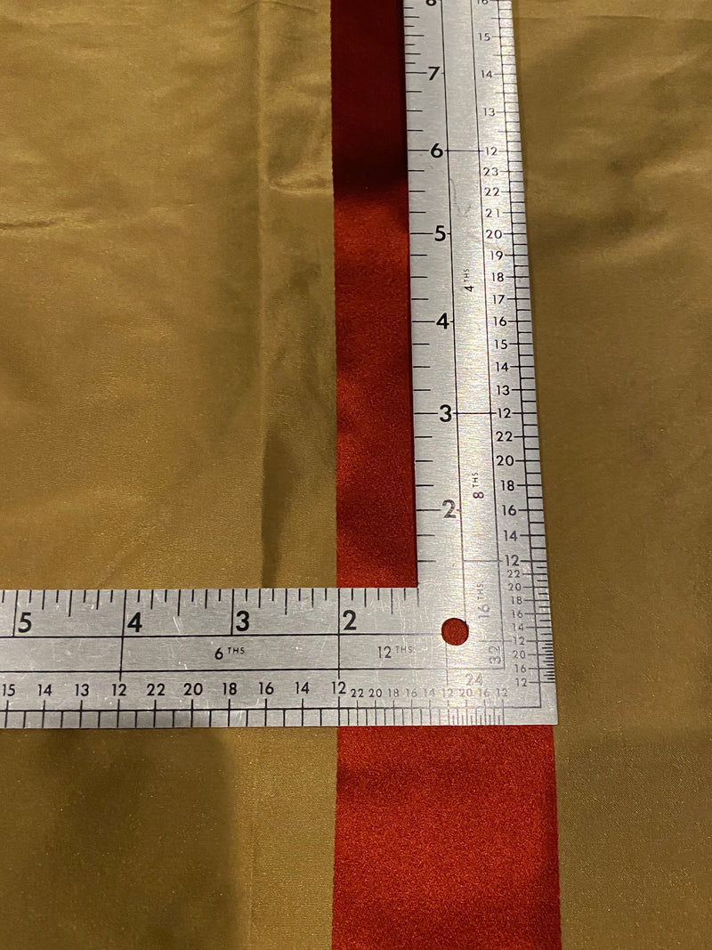 NEW! Princess Nella 100% Silk Taffeta Satin Ribbon 2” Striped Fabric - Red and Tea Stain