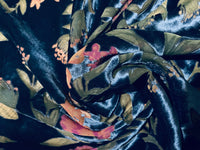 NEW! Miss Melanie Designer Rayon Burnout Velvet Floral Fabric - Dark Peacock Blue - Fancy Styles Fabric Pierre Frey Lee Jofa Brunschwig & Fils