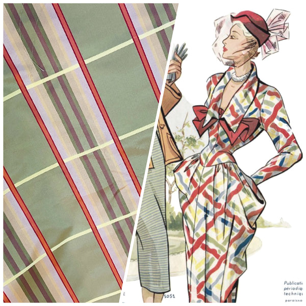 NEW! Lady Deborah 100% Silk Taffeta Plaid Tartan Ribbon Fabric- SB_1_19 - Fancy Styles Fabric Pierre Frey Lee Jofa Brunschwig & Fils