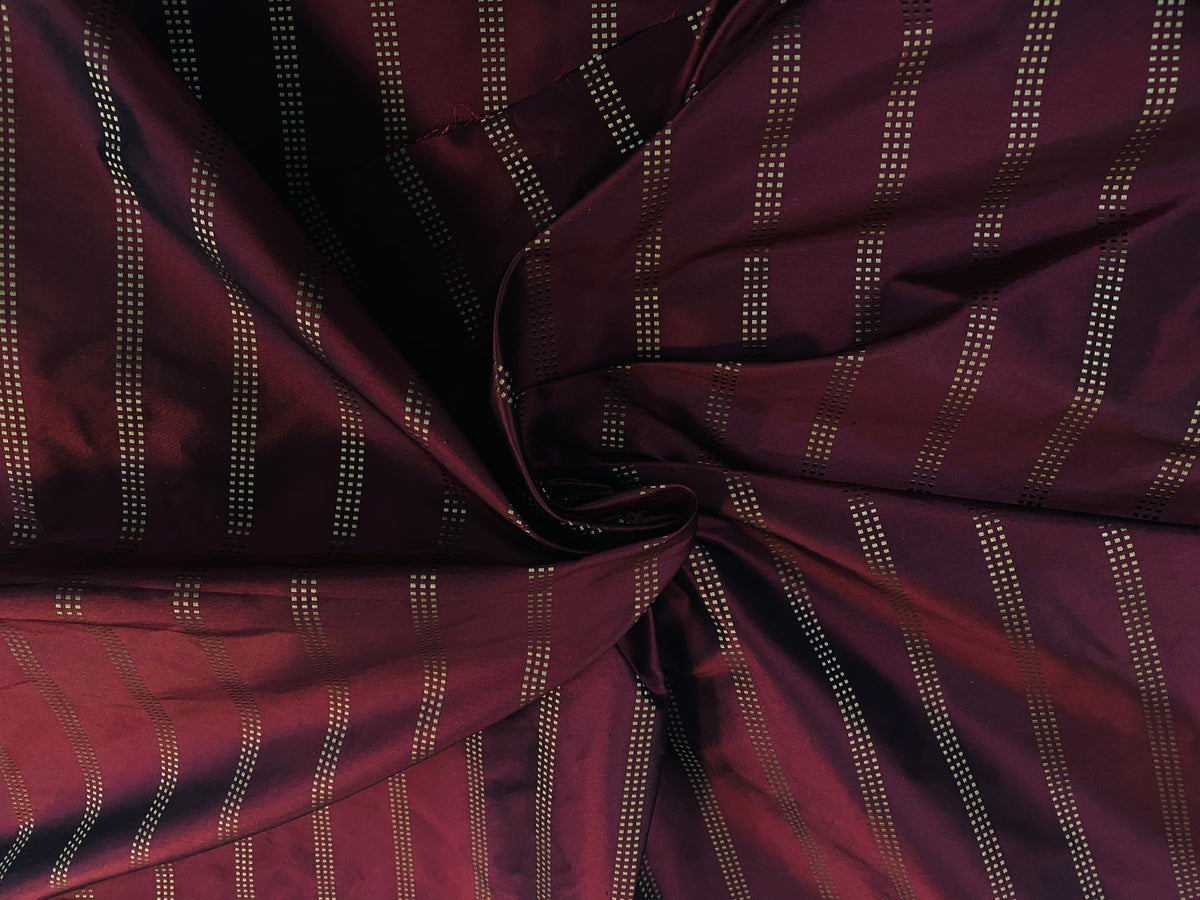 NEW Lady Amalie Designer 100% Silk Taffeta Fabric with Red and Gold Dot Stripes - Fancy Styles Fabric Pierre Frey Lee Jofa Brunschwig & Fils