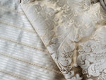 NEW Prince Adam 100% Silk Taffeta Satin Stripe Fabric with Rope Embroidered Motif- Gold