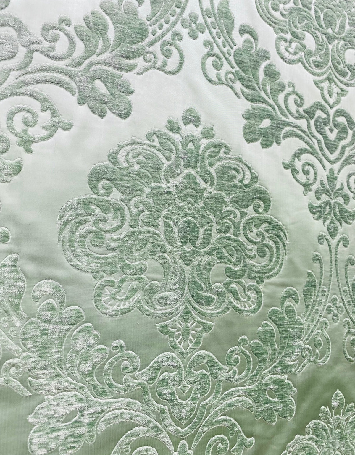 NEW King Julius Designer Brocade Satin Burnout Chenille Velvet Fabric - Mint - Fancy Styles Fabric Pierre Frey Lee Jofa Brunschwig & Fils