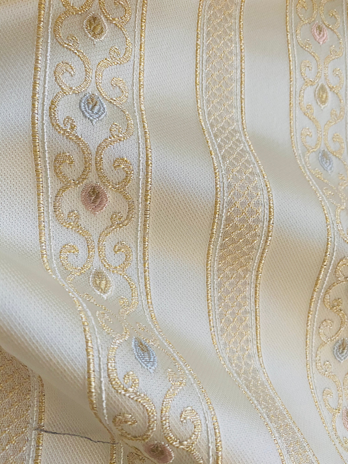 NEW Princess Avery Novelty Ritz Neoclassical Brocade Striped Satin Fabric - Louis Cream White - Fancy Styles Fabric Pierre Frey Lee Jofa Brunschwig & Fils