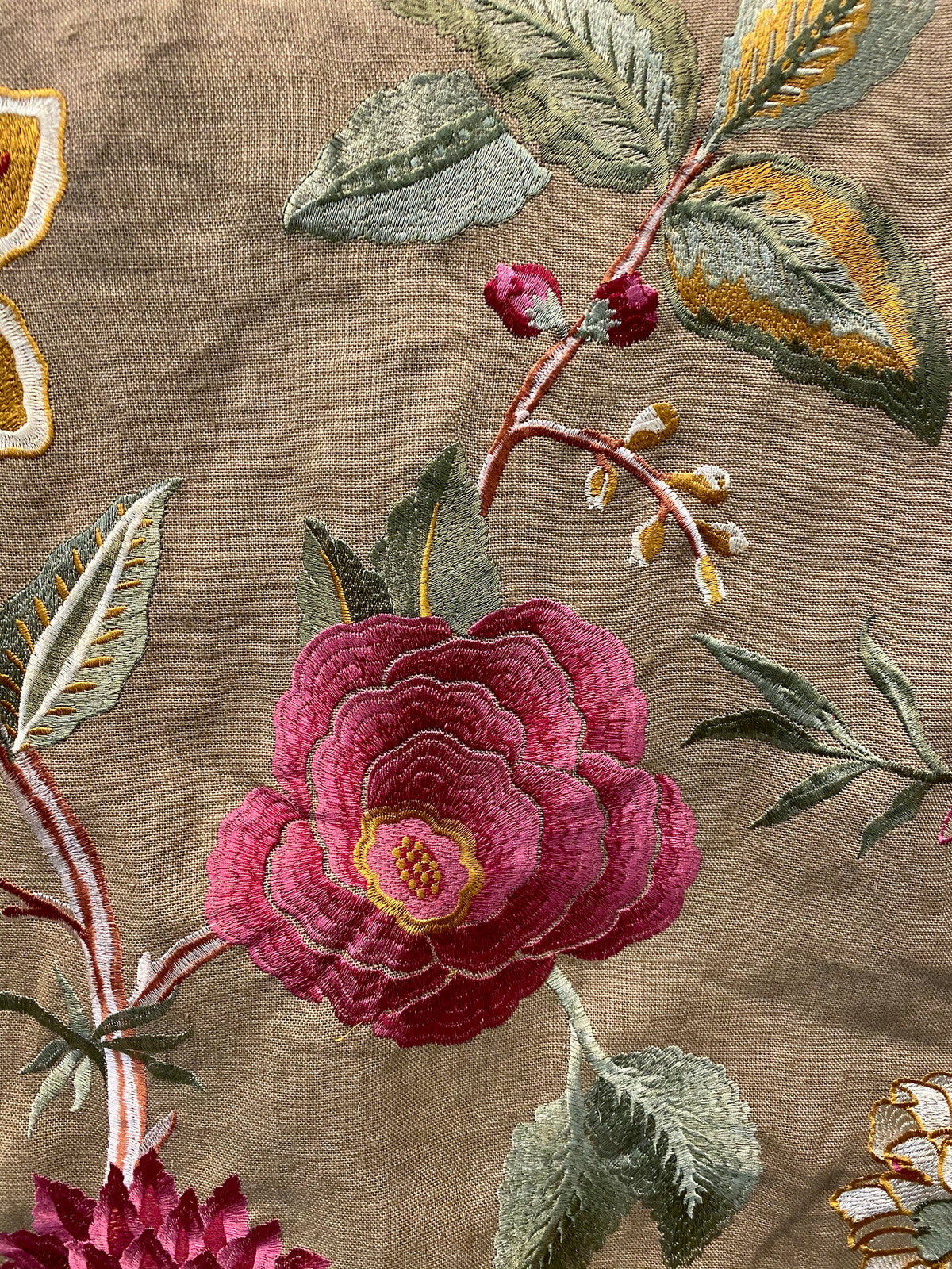 NEW! Lady Flora Novelty Imported 100% Linen Embroidered Oversized Floral Fabric - Fancy Styles Fabric Pierre Frey Lee Jofa Brunschwig & Fils