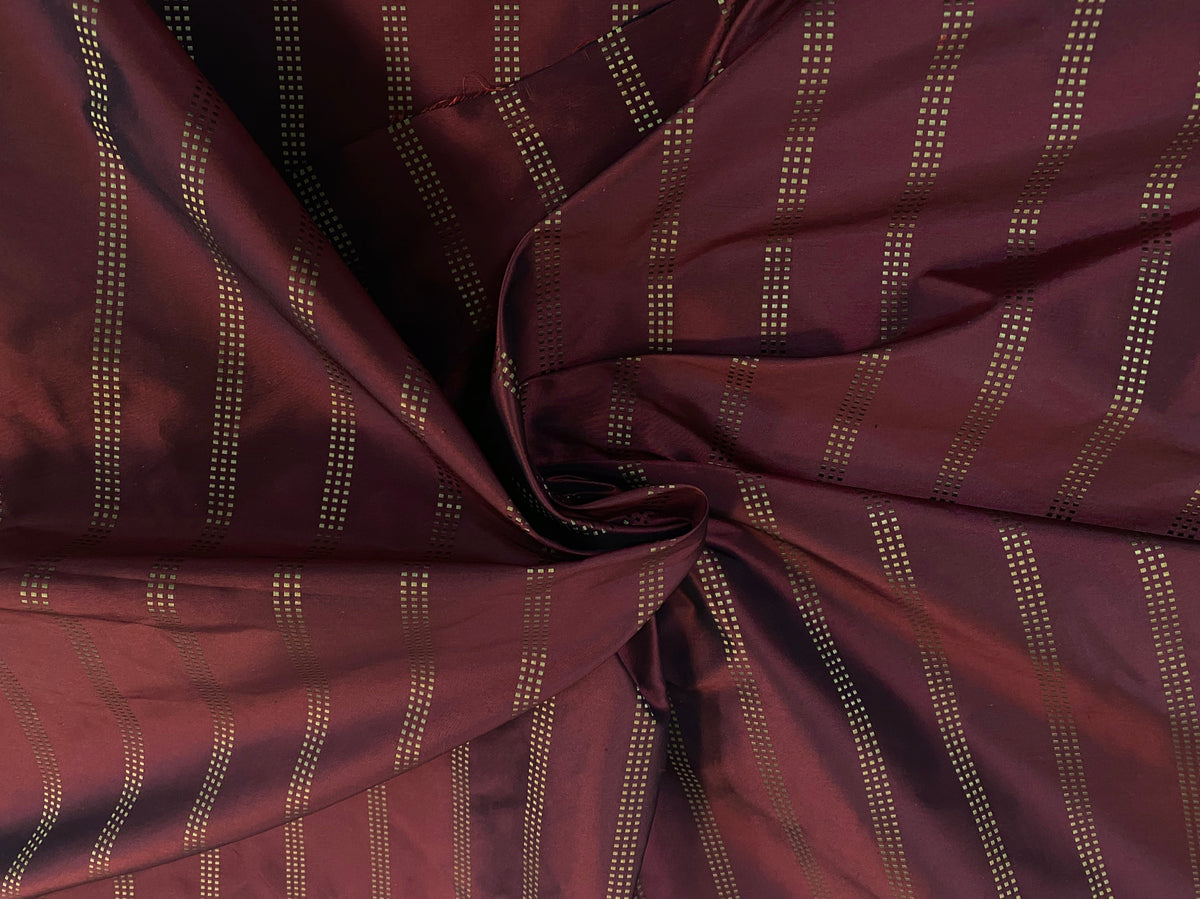 NEW Lady Amalie Designer 100% Silk Taffeta Fabric with Red and Gold Dot Stripes - Fancy Styles Fabric Pierre Frey Lee Jofa Brunschwig & Fils