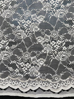 NEW! Duchess Dragonus French Scalloped Floral Lace Fabric By The Yard- Cream