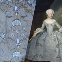 NEW! Duchess Drew Novelty 100% Silk Taffeta Embroidered Fabric - Made in India- Blue Grey - Fancy Styles Fabric Pierre Frey Lee Jofa Brunschwig & Fils