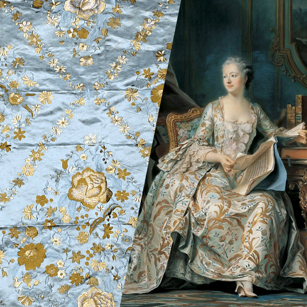 NEW! Custom-Order King Louis XIV Novelty 100% Silk Jacquard Embroidered Floral Upholstery Fabric- Duck Egg Blue - Fancy Styles Fabric Pierre Frey Lee Jofa Brunschwig & Fils