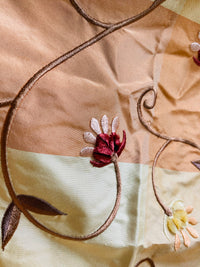 NEW Princess Peach 100% Silk Taffeta Checkered Plaid Embroidered Velvet Floral Peach Fabric - Fancy Styles Fabric Pierre Frey Lee Jofa Brunschwig & Fils
