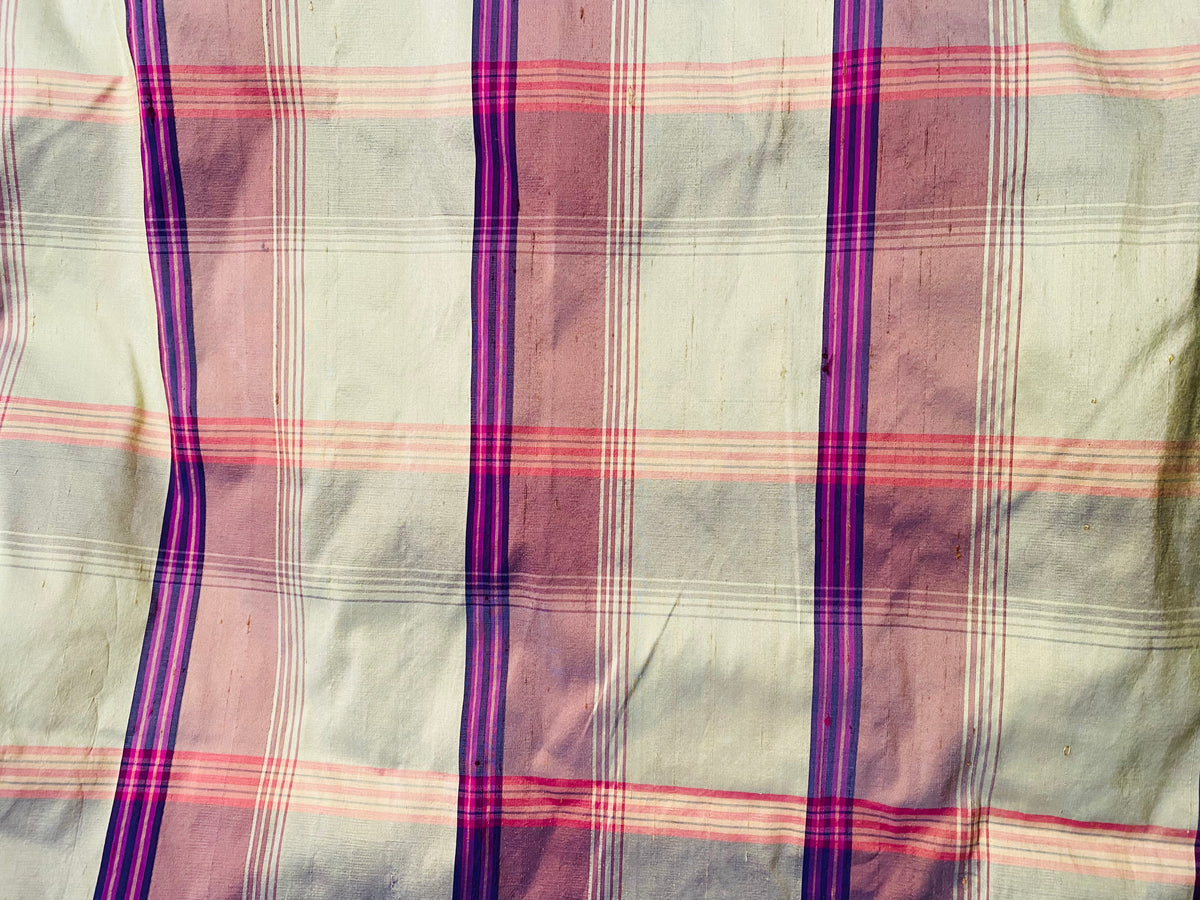 NEW Lady Pladia Designer 100% Silk Dupioni Plaid Tartan Fabric - Fancy Styles Fabric Pierre Frey Lee Jofa Brunschwig & Fils