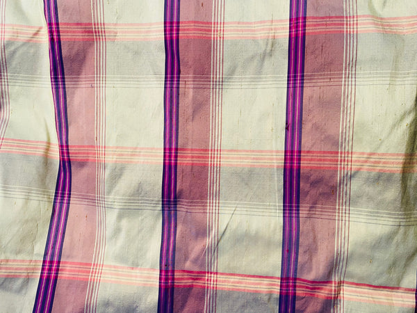 NEW Lady Pladia Designer 100% Silk Dupioni Plaid Tartan Fabric - Fancy Styles Fabric Pierre Frey Lee Jofa Brunschwig & Fils