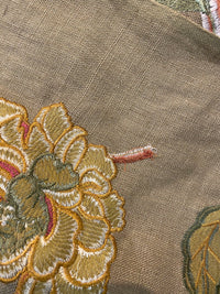 NEW! Lady Flora Novelty Imported 100% Linen Embroidered Oversized Floral Fabric - Fancy Styles Fabric Pierre Frey Lee Jofa Brunschwig & Fils