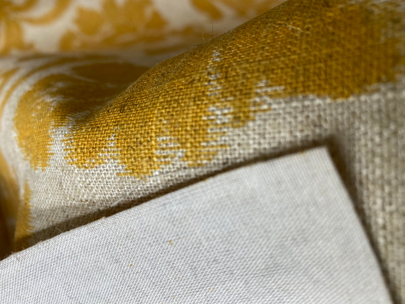 NEW Lady Lily Linen Inspired Upholstery Damask Brocade Drapery Sunflower Yellow Fabric - Fancy Styles Fabric Pierre Frey Lee Jofa Brunschwig & Fils