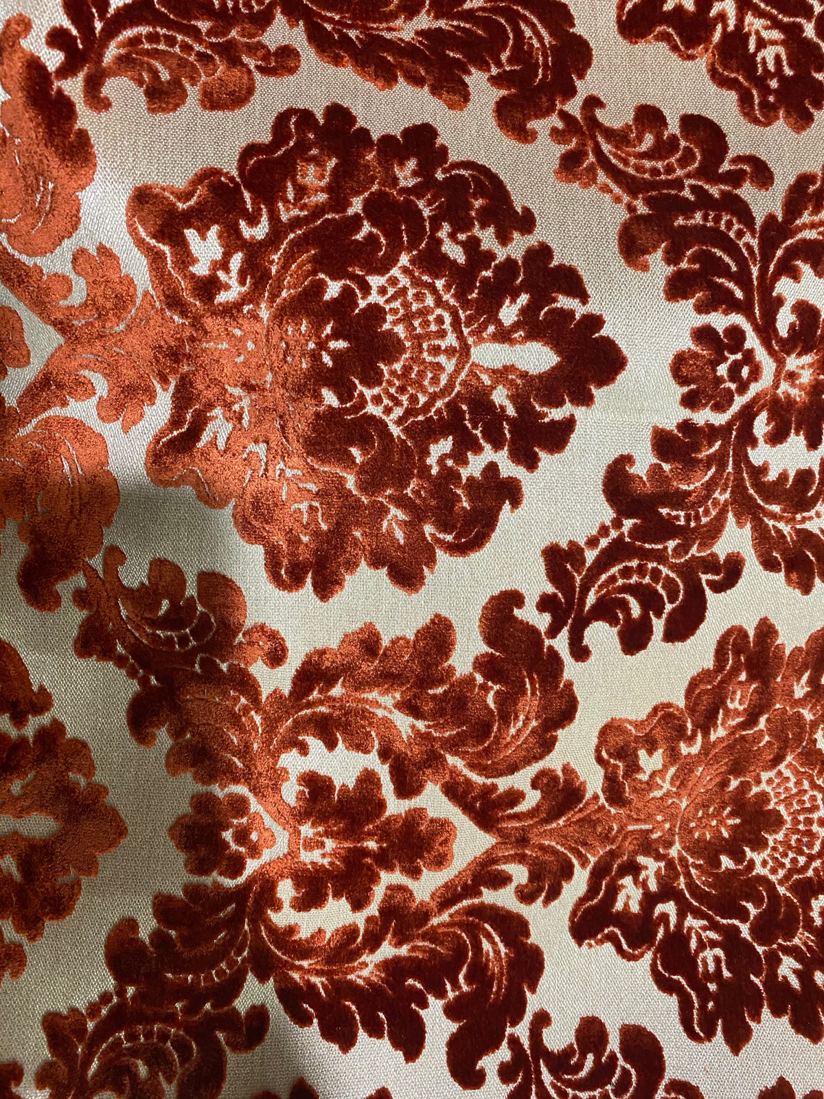 NEW Duke Gabriel Designer Damask Burnout Chenille Velvet Fabric - Rust Red- Upholstery - Fancy Styles Fabric Pierre Frey Lee Jofa Brunschwig & Fils