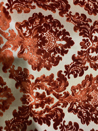 NEW Duke Gabriel Designer Damask Burnout Chenille Velvet Fabric - Rust Red- Upholstery - Fancy Styles Fabric Pierre Frey Lee Jofa Brunschwig & Fils