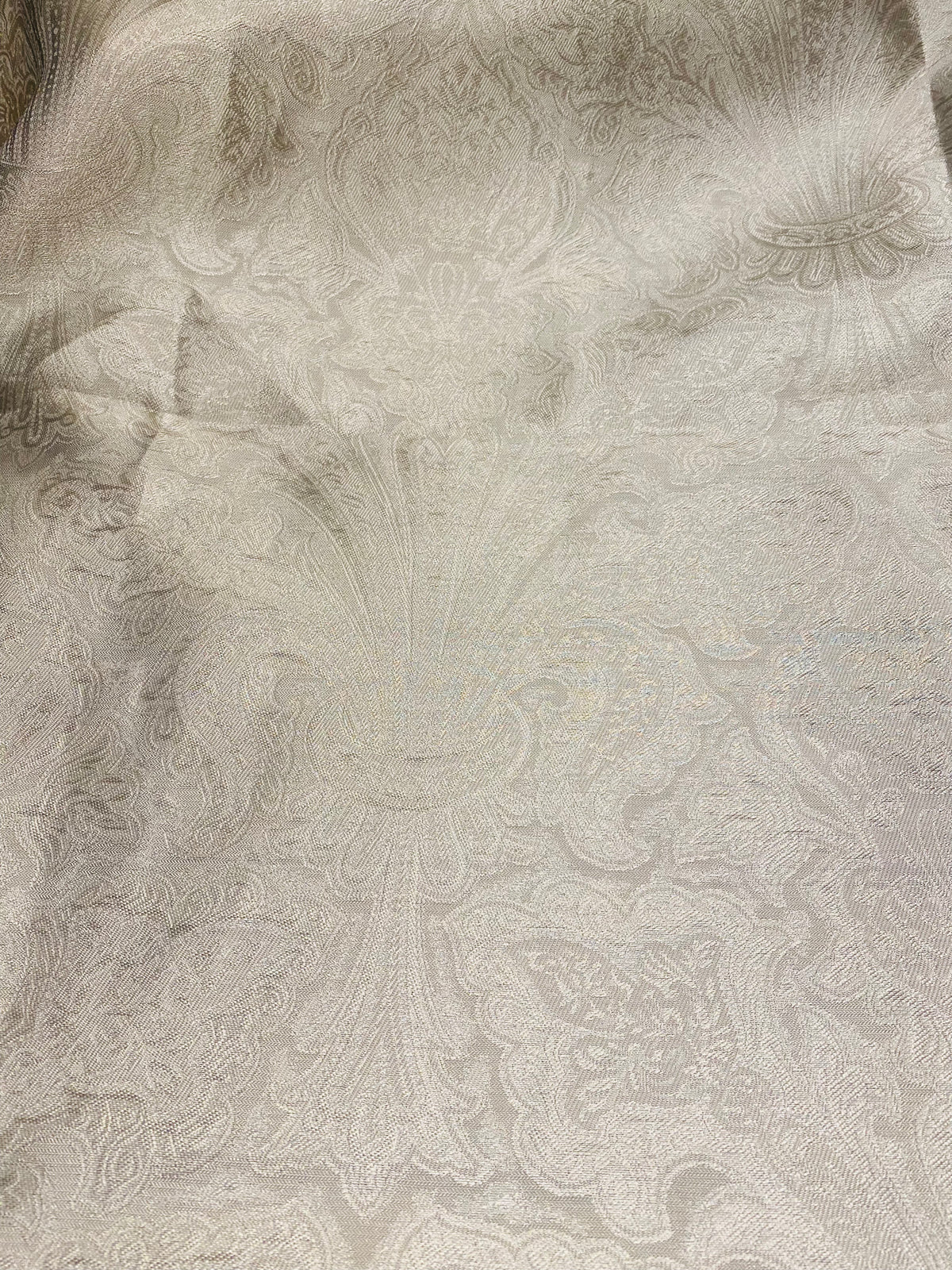 NEW Queen Lita 100% Silk Jacquard Lightweight Paisley Fabric - Cream- SB_8_1 - Fancy Styles Fabric Pierre Frey Lee Jofa Brunschwig & Fils