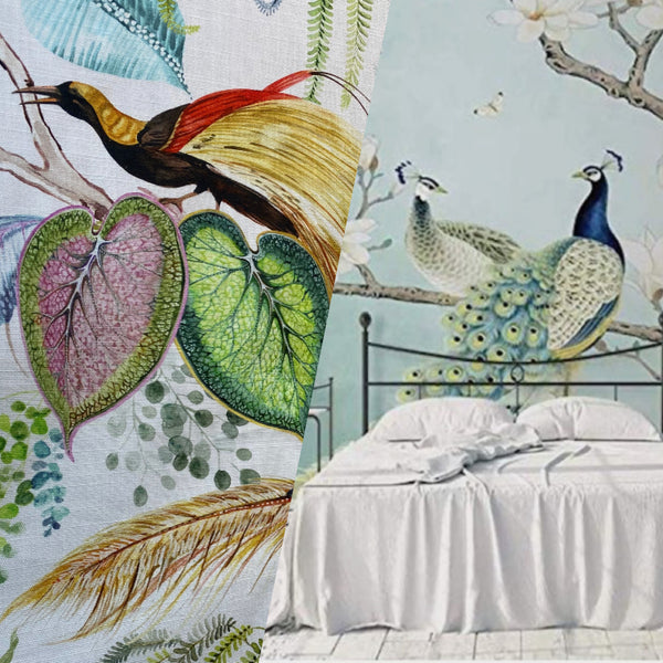 NEW Duchess Florita Novelty 100% Cotton Bird & Floral Decorating Fabric - Fancy Styles Fabric Pierre Frey Lee Jofa Brunschwig & Fils