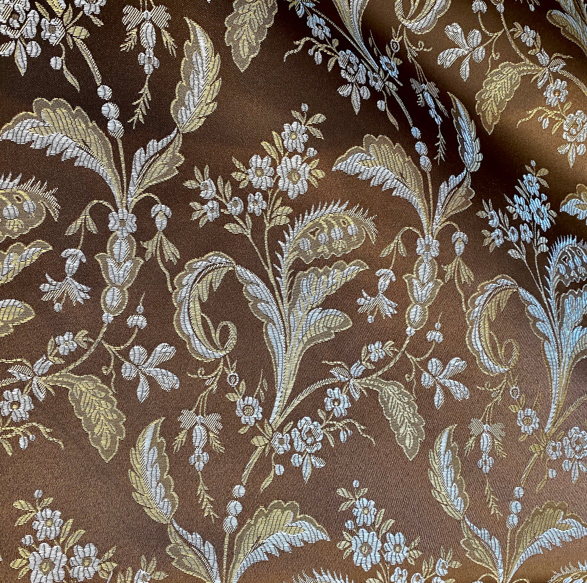 NEW Sir Linus Neoclassical Aubusson Inspired Brown & Blue Floral Upholstery Drapery Fabric - Fancy Styles Fabric Pierre Frey Lee Jofa Brunschwig & Fils
