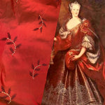 NEW! Queen Delila Novelty 100% Silk Dupioni Embroidered Floral Fabric - Red