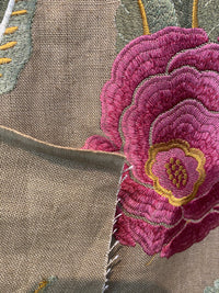 NEW! Lady Flora Novelty Imported 100% Linen Embroidered Oversized Floral Fabric - Fancy Styles Fabric Pierre Frey Lee Jofa Brunschwig & Fils