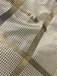NEW Miss Jaqueline Designer 100% Silk Taffeta Gingham Ribbon Square Stripes Fabric - Old Gold SB_6_29 - Fancy Styles Fabric Pierre Frey Lee Jofa Brunschwig & Fils
