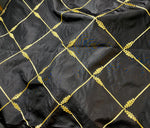 NEW Queen Cordelia Synthetic Faux Silk Fabric with Gold Diamond Trim Motif - Fancy Styles Fabric Pierre Frey Lee Jofa Brunschwig & Fils
