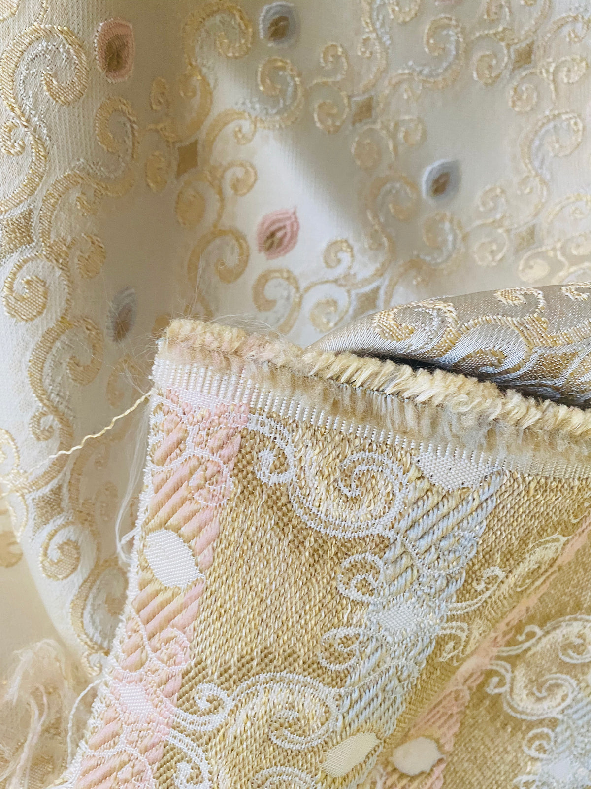 NEW Queen Chantal Novelty Ritz Neoclassical Brocade Dot Satin Fabric - Louis Cream White - Fancy Styles Fabric Pierre Frey Lee Jofa Brunschwig & Fils