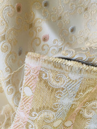 NEW Queen Chantal Novelty Ritz Neoclassical Brocade Dot Satin Fabric - Louis Cream White - Fancy Styles Fabric Pierre Frey Lee Jofa Brunschwig & Fils