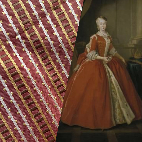 NEW! Lady Rebecca 100% Silk Taffeta Striped Fabric - Rust Red- SB_8_11 - Fancy Styles Fabric Pierre Frey Lee Jofa Brunschwig & Fils