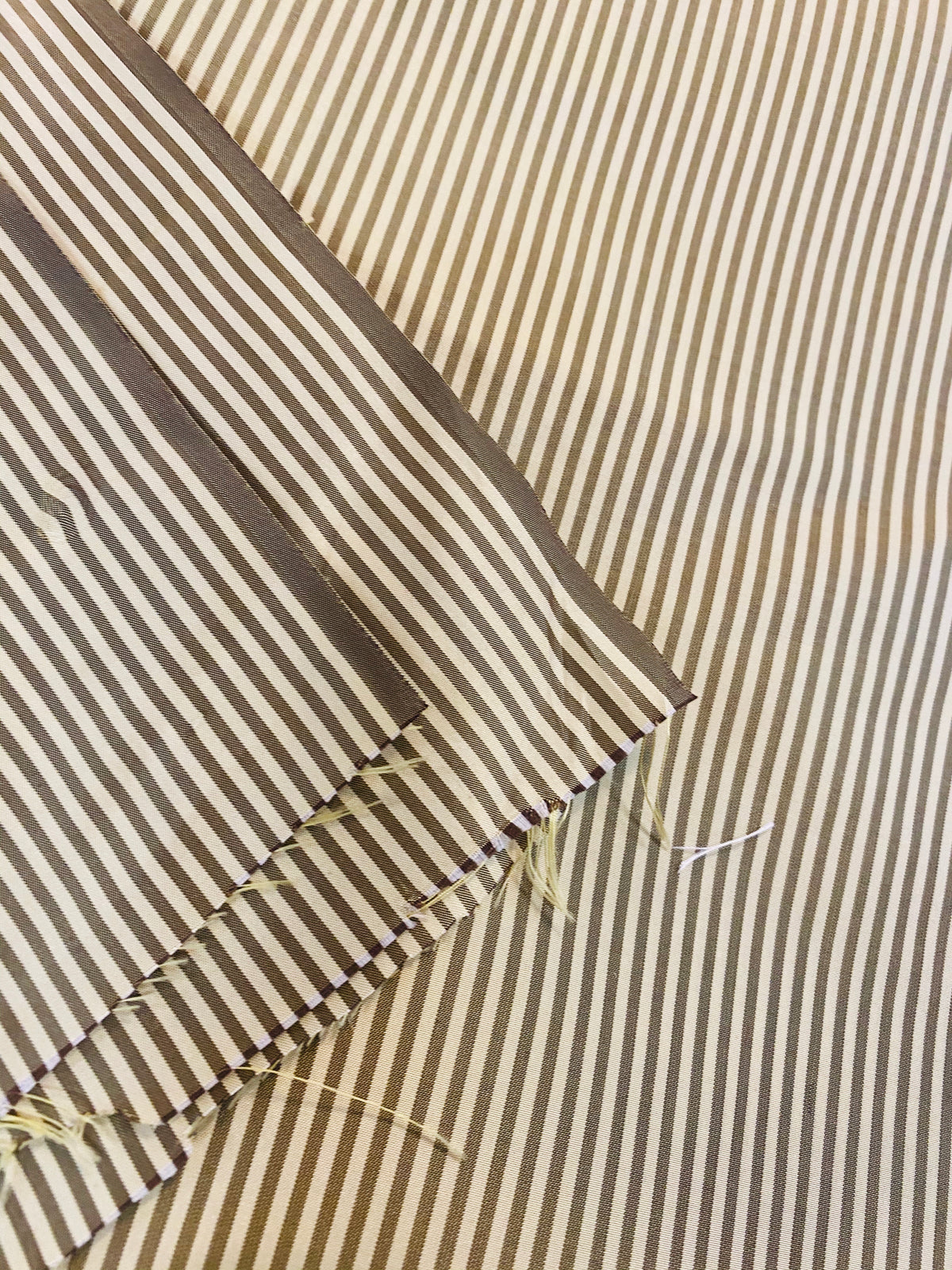 NEW Lady Bernadette 100% Silk Taffeta Fabric with Old Gold and Yellow 1/8” Pin Stripes SB_8_43 - Fancy Styles Fabric Pierre Frey Lee Jofa Brunschwig & Fils