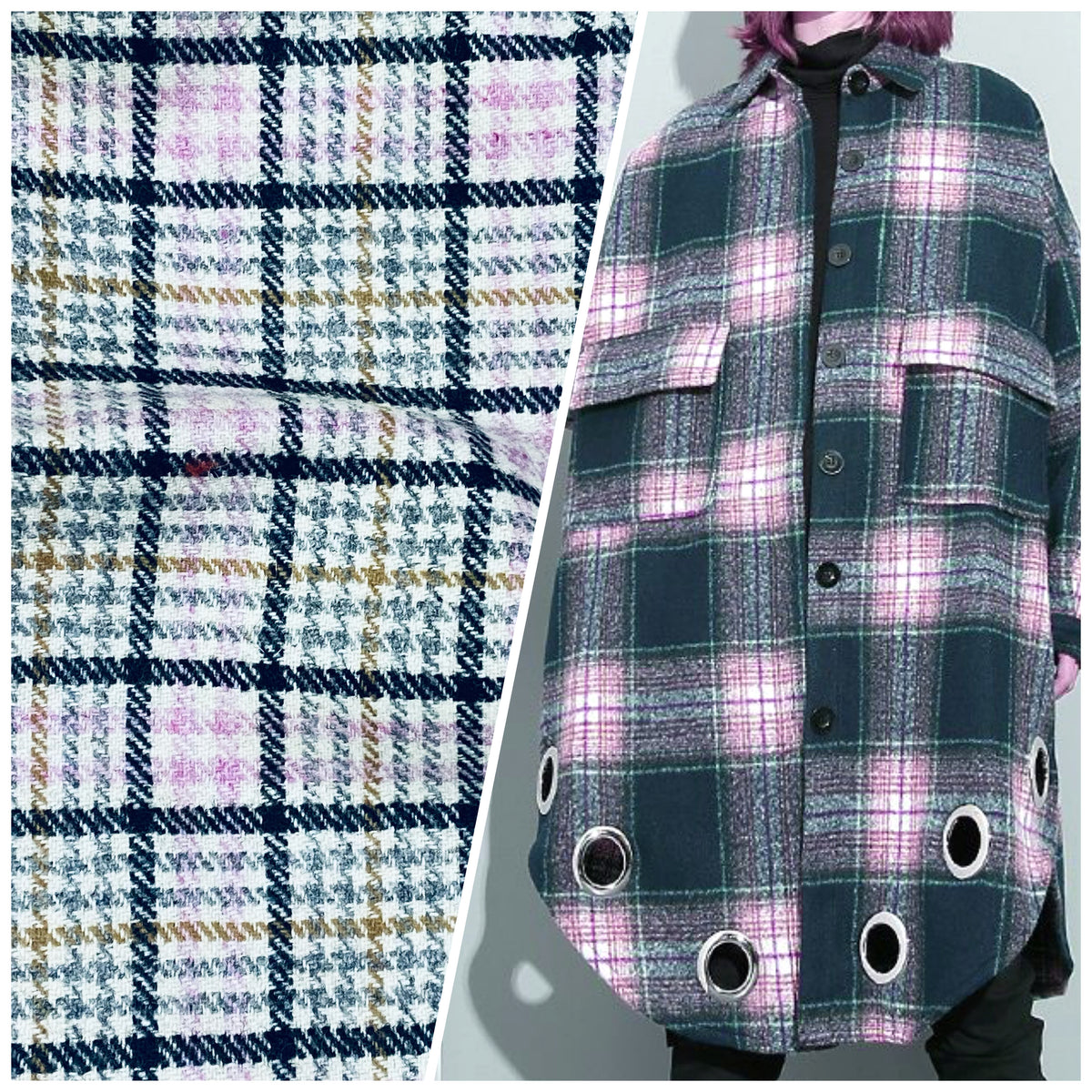 New Duke Sean 100% Wool Plaid Tartan Apparel Fabric in White, Lilac, Gray, & Black - Fancy Styles Fabric Pierre Frey Lee Jofa Brunschwig & Fils