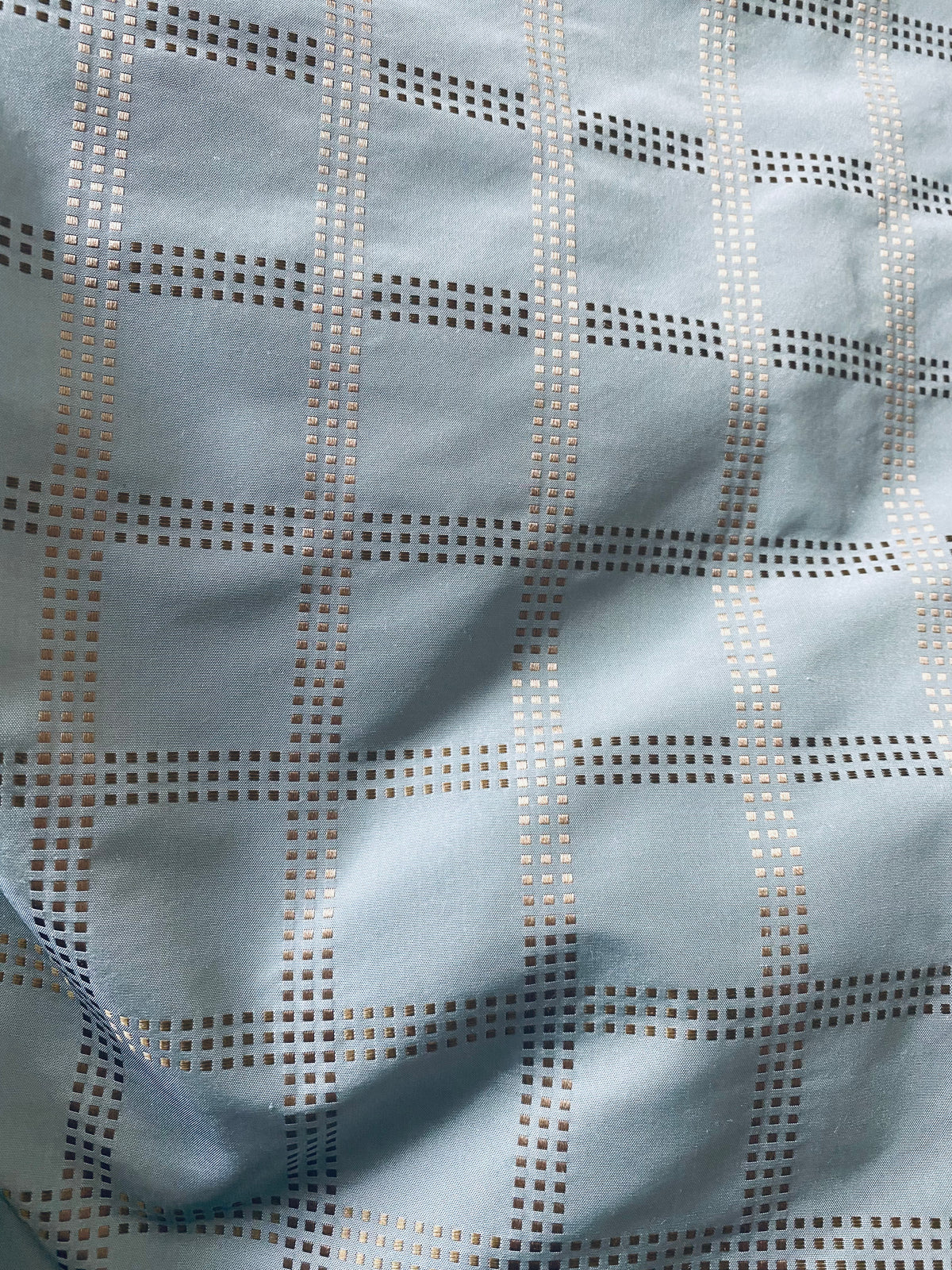 NEW! Lady Amaldie 100% Silk Taffeta Plaid Gold Dot Fabric -Duck Egg Blue- SB_8_24 - Fancy Styles Fabric Pierre Frey Lee Jofa Brunschwig & Fils