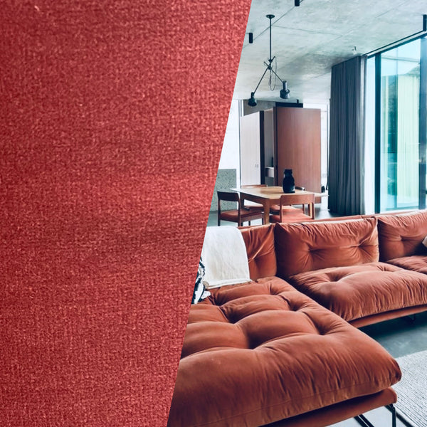 NEW! Prince Oliver - Designer 100% Cotton Made In Belgium Upholstery Velvet Fabric - Muted Red - Fancy Styles Fabric Pierre Frey Lee Jofa Brunschwig & Fils