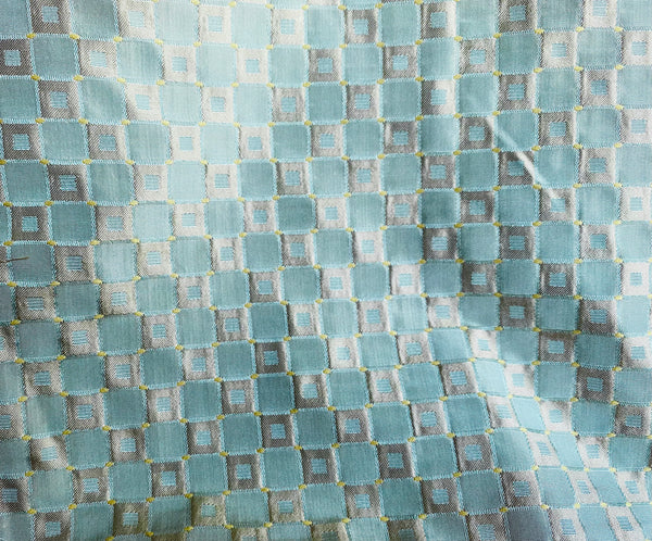 NEW Queen Angelina- 100% Silk Fabric with Duck Egg Blue and Gold Honeycomb Motif- SB_7_6 - Fancy Styles Fabric Pierre Frey Lee Jofa Brunschwig & Fils