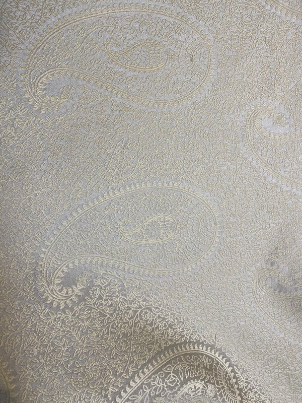 NEW Queen Marley Satin Paisley Jacquard Fabric- Upholstery & Drapery- Grey - Fancy Styles Fabric Pierre Frey Lee Jofa Brunschwig & Fils
