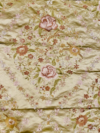 NEW! King Louis XIV Novelty 100% Silk Jacquard Embroidered Floral Upholstery Fabric - Green Champagne - Fancy Styles Fabric Pierre Frey Lee Jofa Brunschwig & Fils