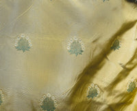 NEW Lady York Novelty Medallion Embroidered 100% Silk Fabric in French Yellow - Fancy Styles Fabric Pierre Frey Lee Jofa Brunschwig & Fils