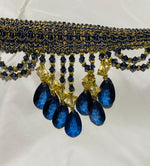 NEW! Queen Cassandra Blue & Gold Beaded Trim - Fancy Styles Fabric Pierre Frey Lee Jofa Brunschwig & Fils