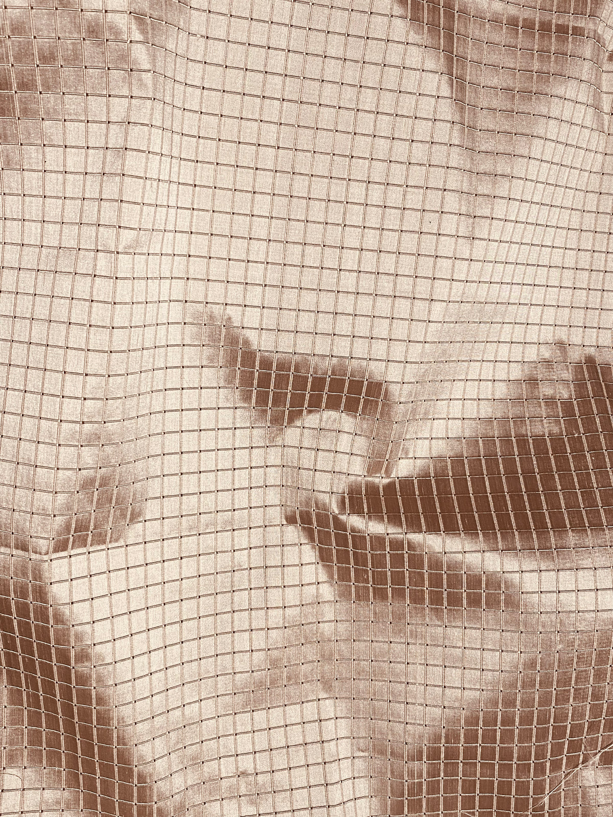 NEW Duchess Jenna 100% Silk Taffeta Fabric- Rose Gold with Embroidered Squares- SB_6_5 - Fancy Styles Fabric Pierre Frey Lee Jofa Brunschwig & Fils
