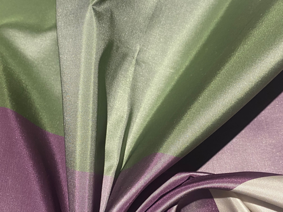 NEW Lady Chinta 100% Silk Taffeta Purple, Green and White Stripe Fabric SB_8_33 - Fancy Styles Fabric Pierre Frey Lee Jofa Brunschwig & Fils