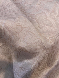 NEW Queen Lita 100% Silk Jacquard Lightweight Paisley Fabric - Cream Pink- SB_8_3 - Fancy Styles Fabric Pierre Frey Lee Jofa Brunschwig & Fils